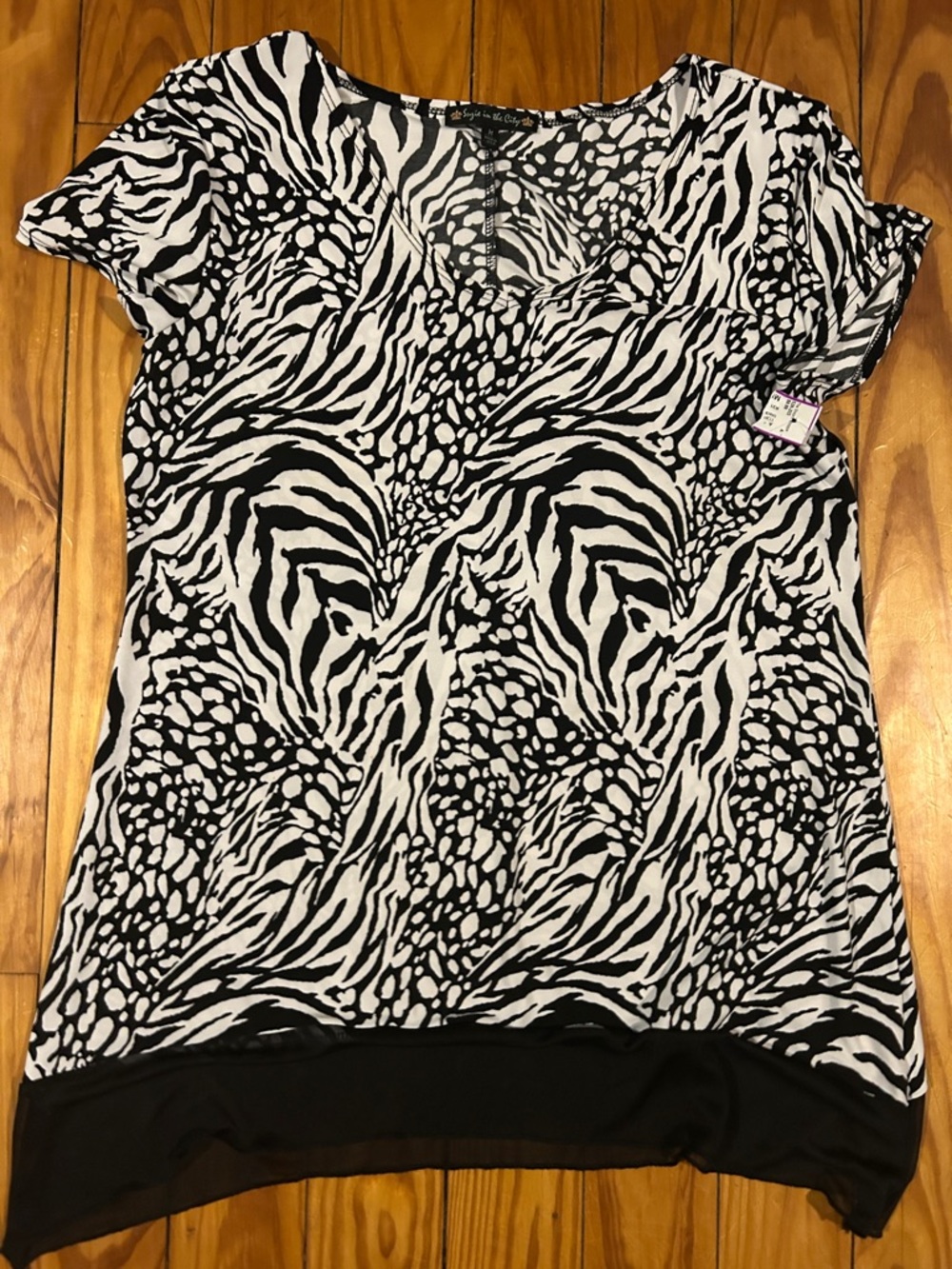 Cato Black and White Animal Print Tunic